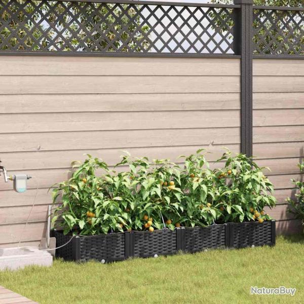 Cache-pot de 4 pc Noir 160 x 40 x 22 cm PP