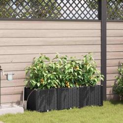Cache-pot de 3 pc Noir 120 x 40 x 37,5 cm PP