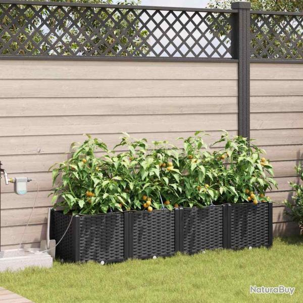 Cache-pot de 4 pc Noir 160 x 40 x 37,5 cm PP