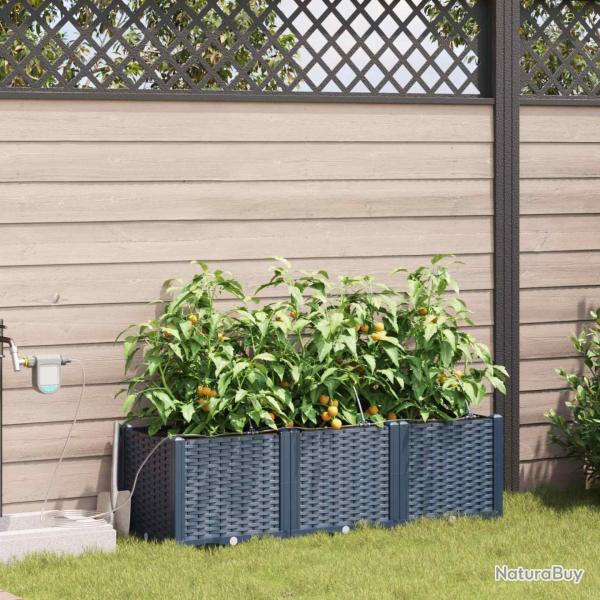 Cache-pot de 3 pc Gris 120 x 40 x 37,5 cm PP
