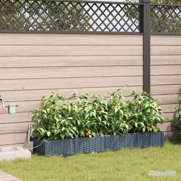 Cache-pot de 4 pc Gris clair 160 x 40 x 22 cm PP