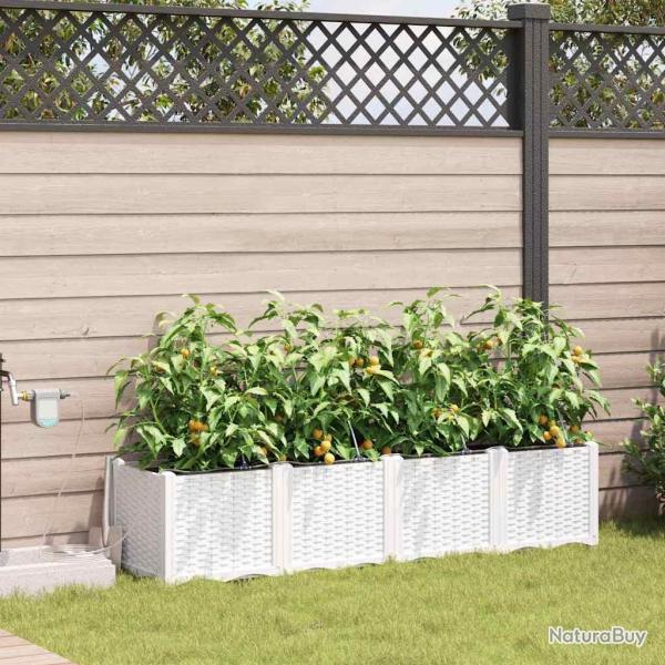 Cache-pot de 4 pc Blanc 160 x 40 x 37,5 cm PP