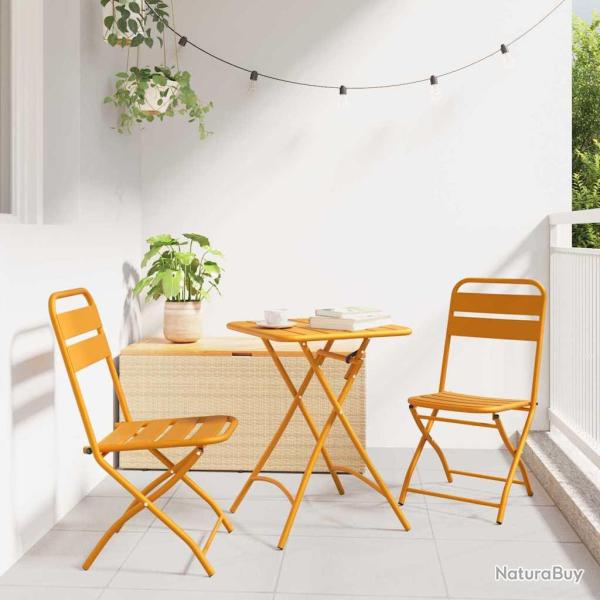 Chaise de pliante 2 pcs Moutarde 42 x 52 x 82 cm
