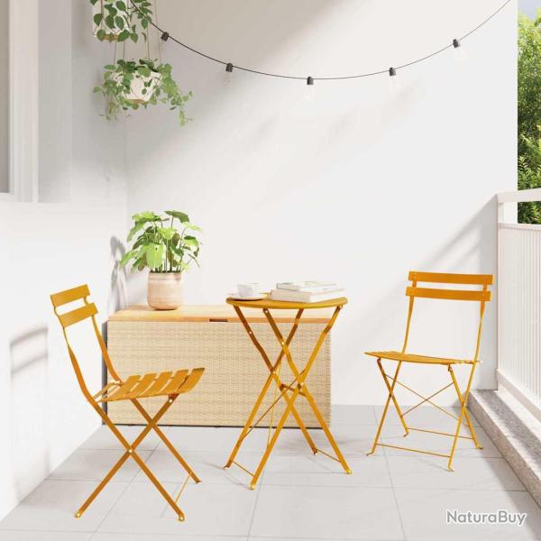 Chaise de pliante 2 pcs Moutarde 42 x 46 x 82cm M�tal