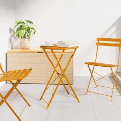Table bistrot Moutarde &Oslash; 50 x 71 cm Acier rev&ecirc;tu de poudre