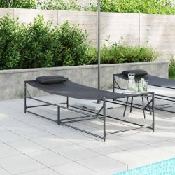 Transat de 2 pcs Noir Acier enduit de poudre