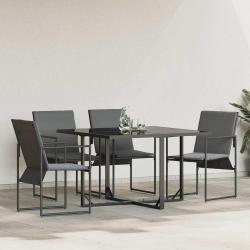 Chaise avec coussin 4 pcs Noir et anthracite Textil&egrave;ne