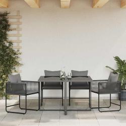 Chaise avec coussin 4 pcs Noir et anthracite Rotin PE