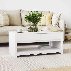 Table basse Drammen Blanc 99 x 55 x 45 cm Bois de pin massif