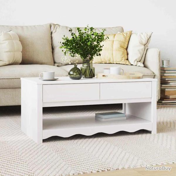 Table basse Drammen Blanc 99 x 55 x 45 cm Bois de pin massif