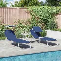 Transat 2 pcs Bleu 58 x 188 x 77cm Polyester