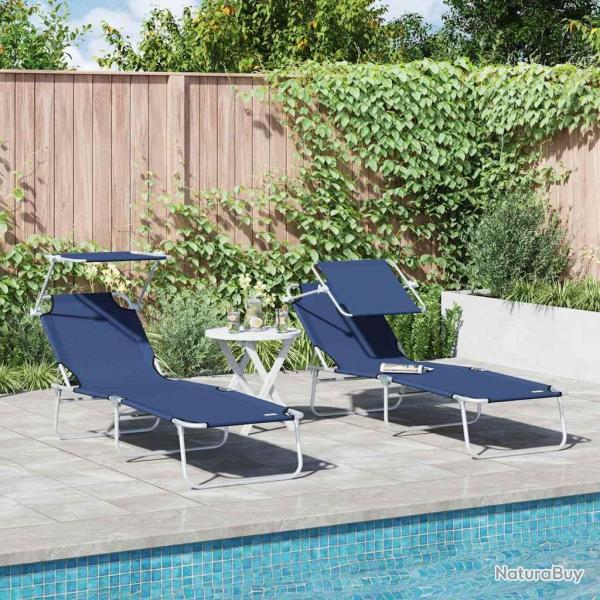 Transat 2 pcs Bleu 58 x 188 x 77cm Polyester