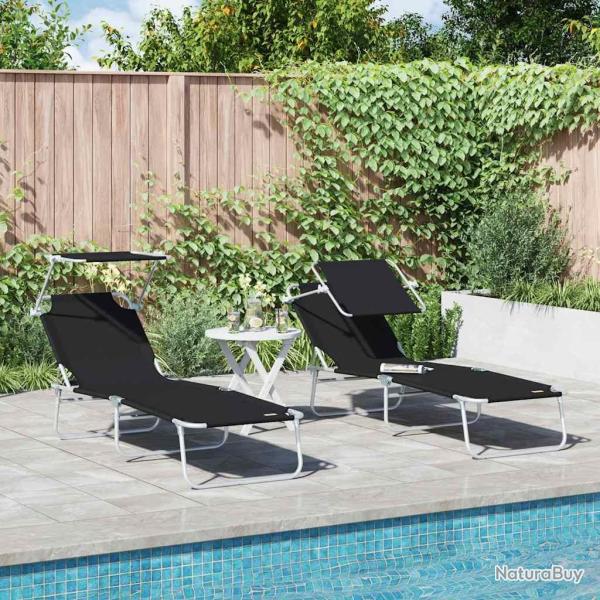 Transat 2 pcs Noir 58 x 188 x 77cm Polyester