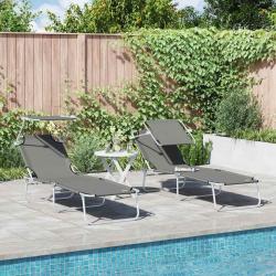 Transat 2 pcs Gris 58 x 188 x 77cm Polyester