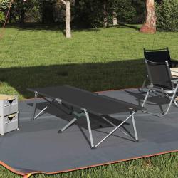 Lit de camping pliant, en Oxford et acier, noir, 194 &times; 62,5 &times; 42,5 cm