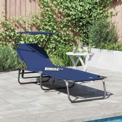 Chaise longue pliante Bleu 190 x 57 x 81 cm oxford
