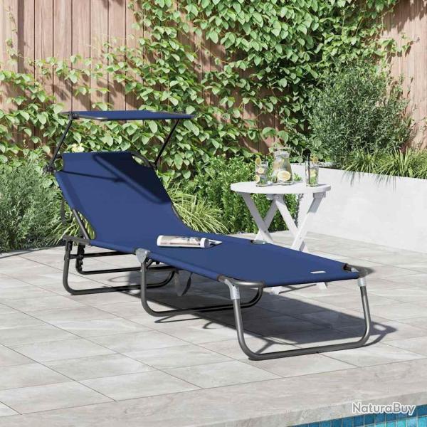 Chaise longue pliante Bleu 190 x 57 x 81 cm oxford