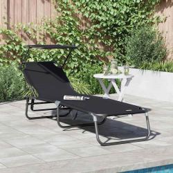 Chaise longue pliante Noir 190 x 57 x 81 cm oxford