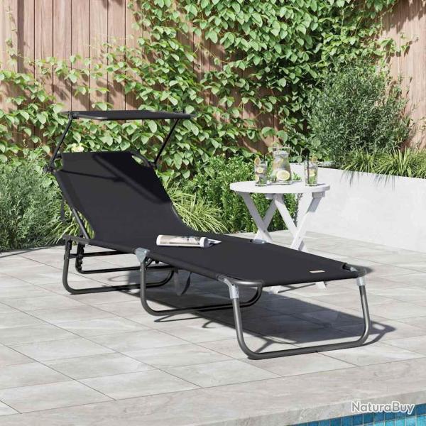 Chaise longue pliante Noir 190 x 57 x 81 cm oxford