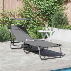 Chaise longue pliante Gris 190 x 57 x 81 cm oxford