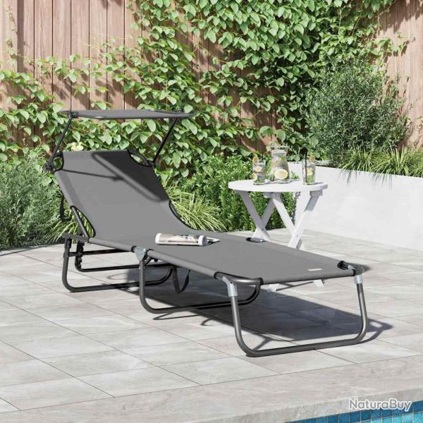 Chaise longue pliante Gris 190 x 57 x 81 cm oxford