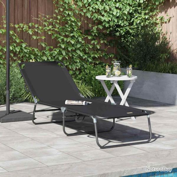 Chaise longue pliante Noir 188 x 57 x 86,5 cm Polyester