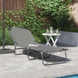 Chaise longue pliante Gris 188 x 57 x 86,5 cm Polyester