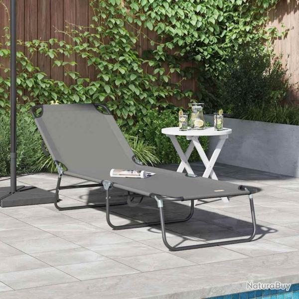 Chaise longue pliante Gris 188 x 57 x 86,5 cm Polyester