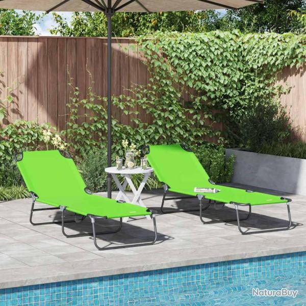 Chaise longue pliante 2 pcs Vert 188 x 57 x 86,5 cm Polyester