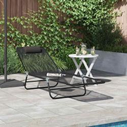 Chaise longue pliante Noir 182 x 55 x 85,5 cm Textil&egrave;ne