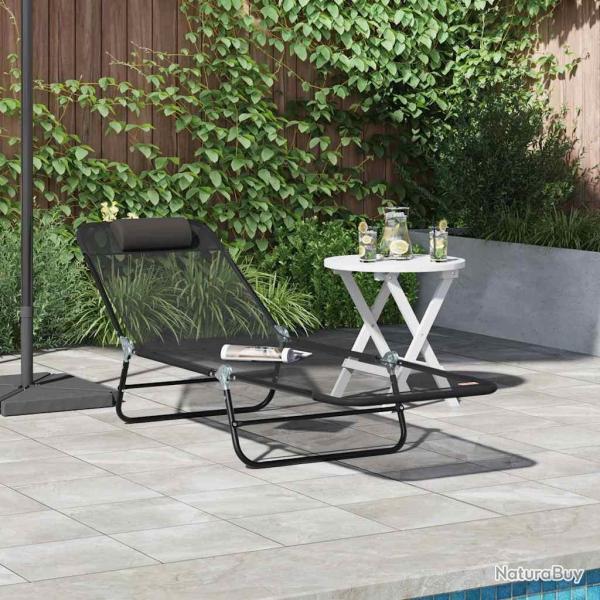 Chaise longue pliante Noir 182 x 55 x 85,5 cm Textil�ne