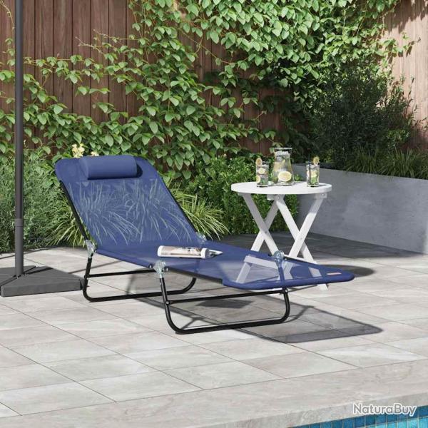 Chaise longue pliante Bleu marine 182 x 55 x 85,5 cm Textil�ne