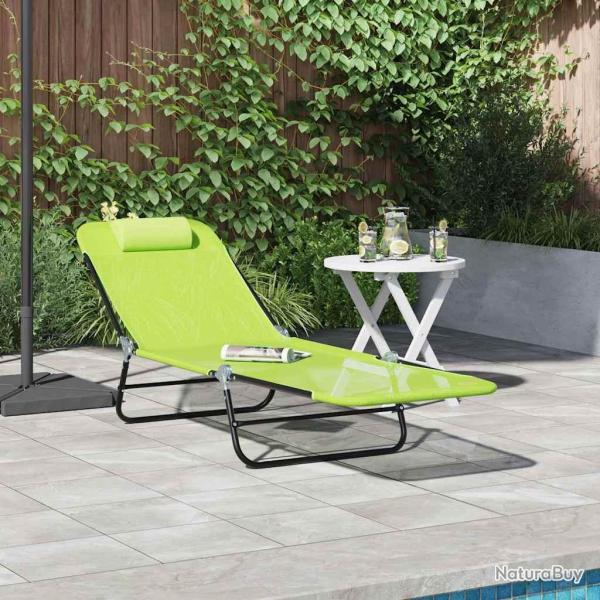 Chaise longue pliante Vert 182 x 55 x 85,5 cm Textil�ne