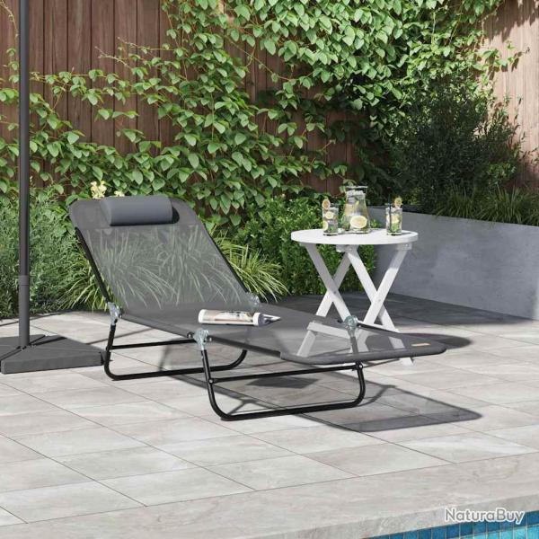 Chaise longue pliante Gris 182 x 55 x 85,5 cm Textil�ne