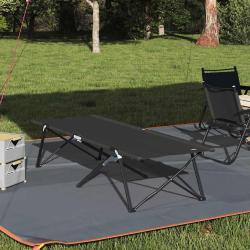 Lit de camping pliant Noir 206 x 76 x 74 cm Oxford et acier