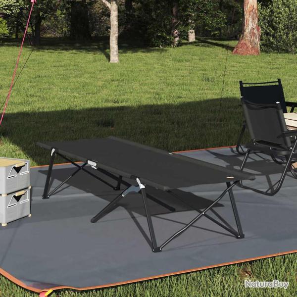 Lit de camping pliant Noir 206 x 76 x 74 cm Oxford et acier