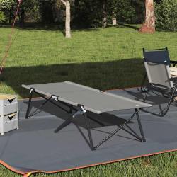 Lit de camping pliant Gris 206 x 76 x 74 cm Oxford et acier