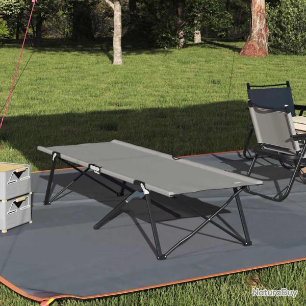 Lit de camping pliant Gris 206 x 76 x 74 cm Oxford et acier