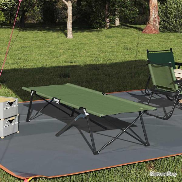 Lit de camping pliant Vert 206 x 76 x 74 cm Oxford et acier