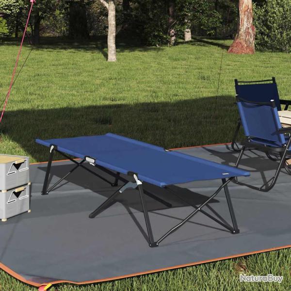 Lit de camping pliant 2 pcs Bleu 206 x 76 x 74 cm