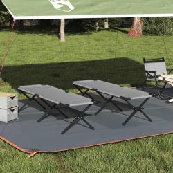 Lit de camping pliant 2 pcs Gris 193 x 69 x 45 cm Tissu Oxford