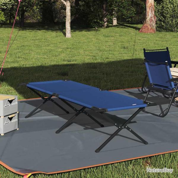 Lit de camping pliant Bleu 210 x 80 x 46 cm Tissu Oxford