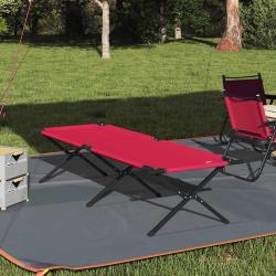 Lit de camping pliant, en tissu Oxford, rouge, 210 &times; 80 &times; 46 cm