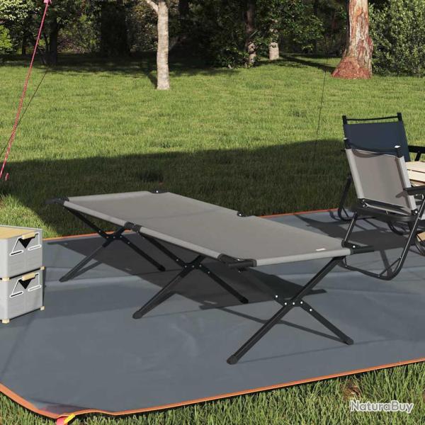 Lit de camping pliant Gris 210 x 80 x 46 cm Tissu Oxford