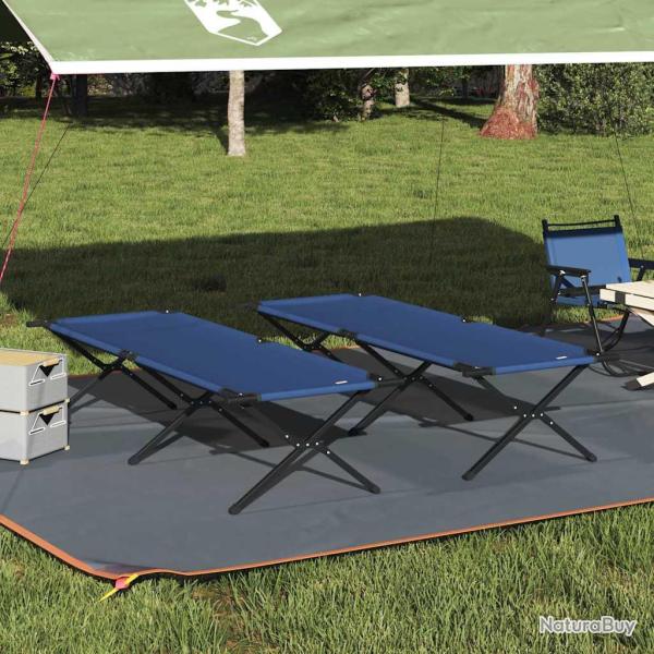 Lit de camping pliant 2 pcs Bleu 210 x 80 x 46 cm Tissu Oxford