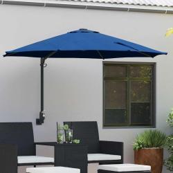 Parasol en polyester et acier azur pour la terrasse, 248 &times; 248 &times; 148 cm