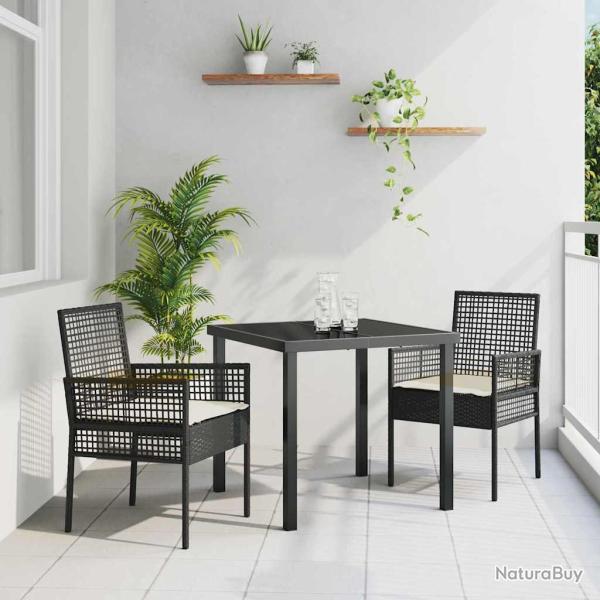 Chaise de 2 pcs Noir 55 x 53 x 85 cm polyrotin