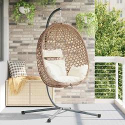 Chaise suspendue Cr&egrave;me claire 104 x 100 x 191 cm polyrotin