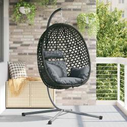 Chaise suspendue Anthracite et noir 104 x 100 x 191 cm