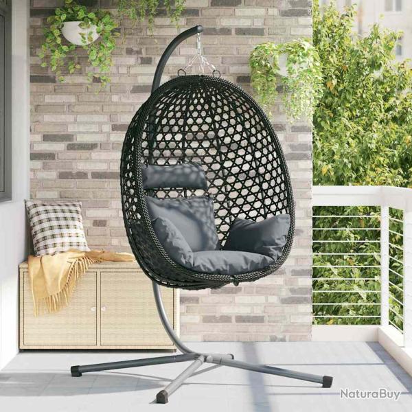 Chaise suspendue Anthracite et noir 104 x 100 x 191 cm